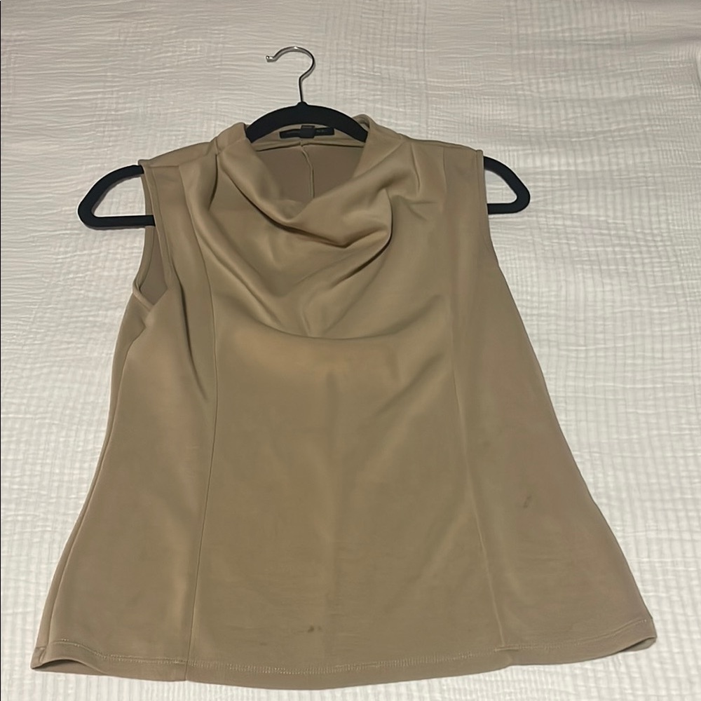 Banana Republic Sleeveless Cowl Neck Top in Beige
